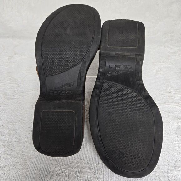 Dansko Brown Leather Chunky Sandals 40 Y2K Boho Cottage Fairycore Coachella 00s - Picture 6 of 9